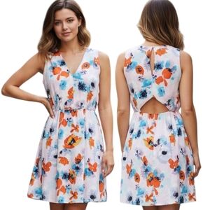 REBECCA TAYLOR Silk Watercolor Poppy Print Mini Dress - Size 8
